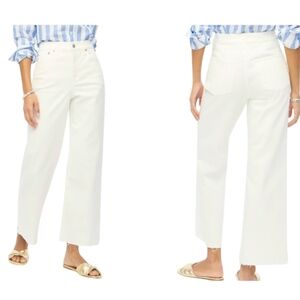 NEW J. Crew White Raw Hem Wide-Leg Crop Jeans in All-Day Stretch Size 30